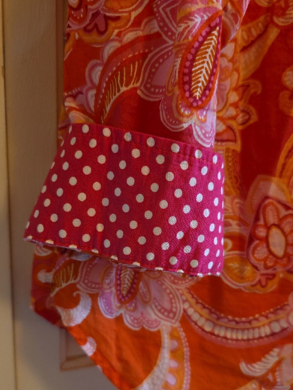 Talbots Orange and Pink Paisley Button-Front Shirt - Picture 2 of 5